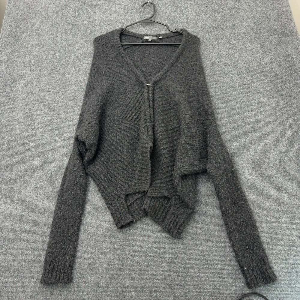 Vince Cardigan Women M Grey Merino Wool Alpaca Knit Batwing Minimalist Luxury